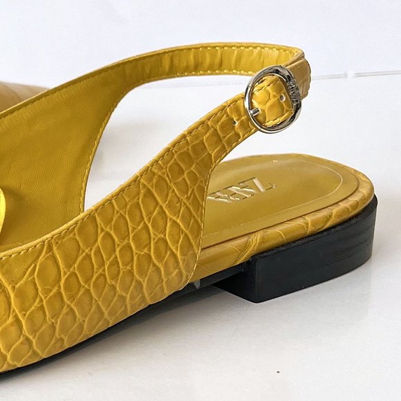 🎈HOST PICK🎈NEW! Zara Yellow Croc Embossed Point-toe Slingback Flats Size 36 - Picture 12 of 14